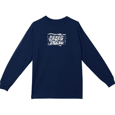 Baker Long Sleeve Tee Distressing Navy