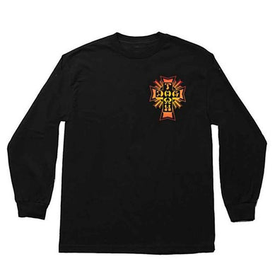 Dogtown Long Sleeve Tee Cross Logo Black Color Fade