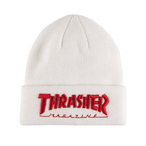Thrasher Beanie Mag Logo Embroidered White/Red