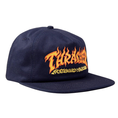 Thrasher Hat Snapback Fire Logo Navy Blue