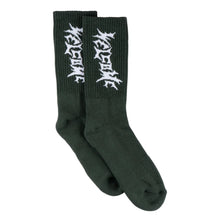 Load image into Gallery viewer, Welcome Socks Vampire Forest Green/White