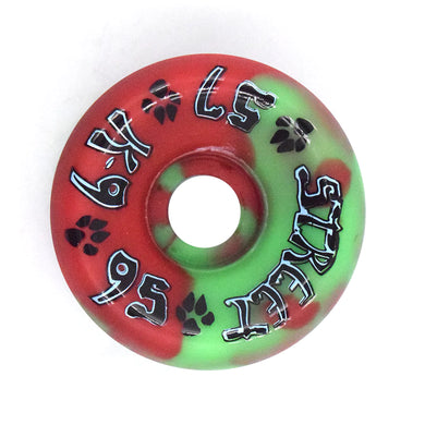 Dogtown Wheels 57mm - 95a Green and Red Swirl K-9s