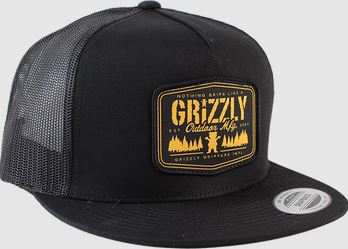 Grizzly Hat Tall Pines Black Trucker Mesh Snapback