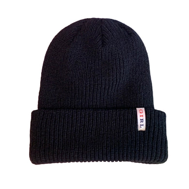 Girl Beanie Serif Cable Navy
