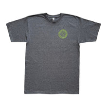 Load image into Gallery viewer, Precision Tee Circle Logo Heather Charcoal (Lime Green Ink)