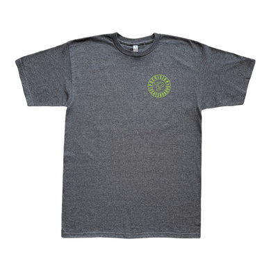 Precision Tee Circle Logo Heather Charcoal (Lime Green Ink)