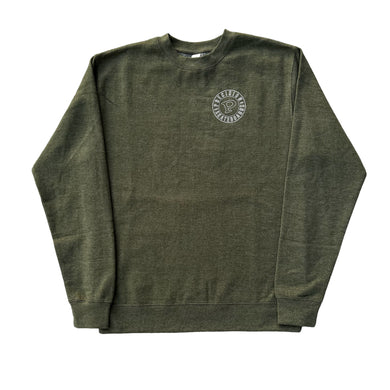 Precision Crewneck Classic Circle Logo Olive Heather