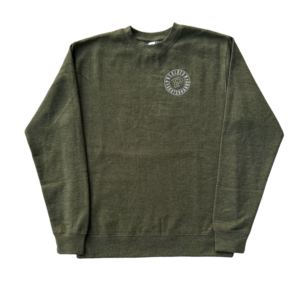 Precision Crewneck Classic Circle Logo Olive Heather