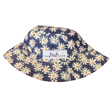 Huh Bucket Hat Flowers Navy Blue (One Size)