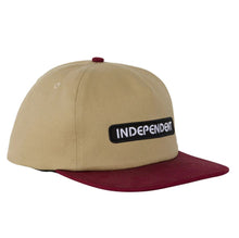 Load image into Gallery viewer, Independent Trucks Snapback Hat B/C Groundwork Tan/Burgundy