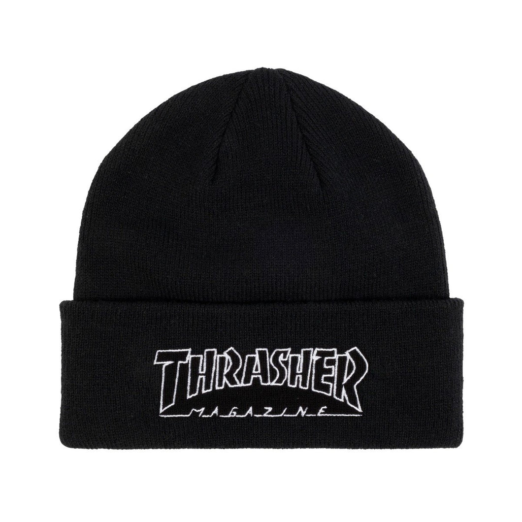 Thrasher Beanie Outline Logo Embroidered Black/White