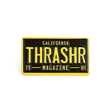 Thrasher Pin License Plate Black/Yellow