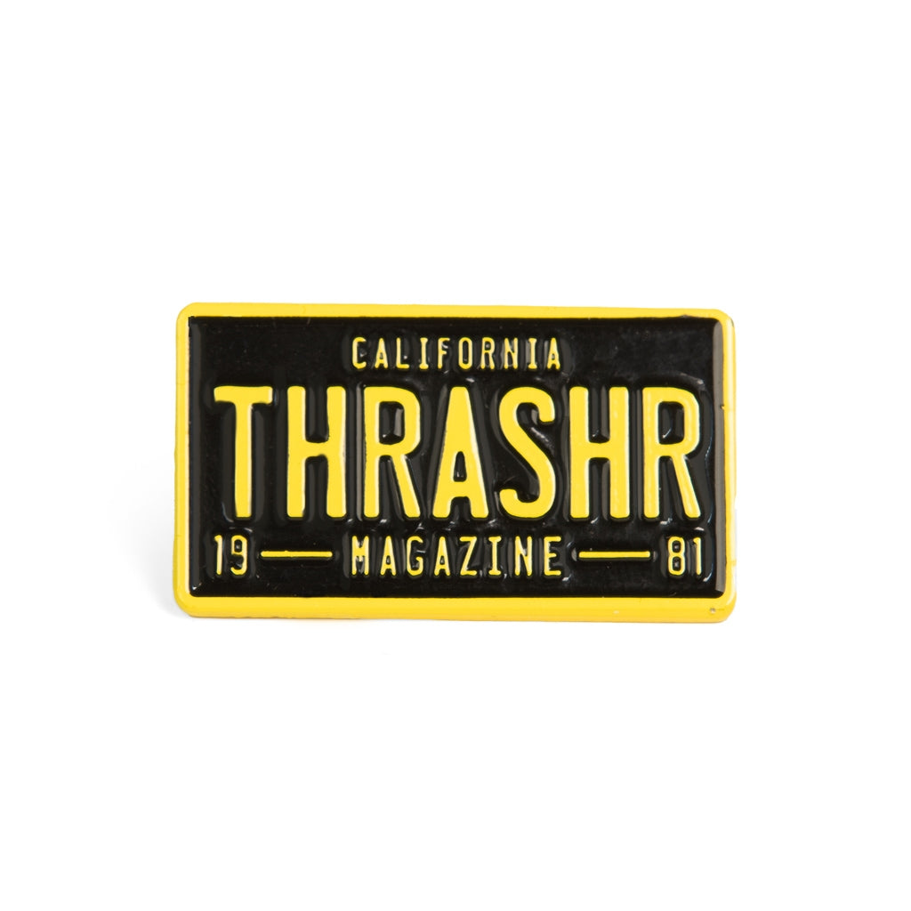 Thrasher Pin License Plate Black/Yellow