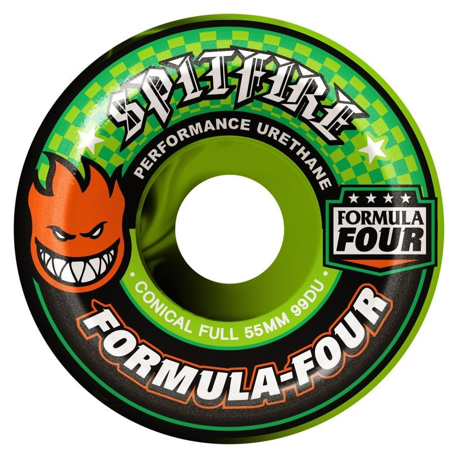 Spitfire Wheels 53mm Formula4 Conical Full Swirl Black/Green 99a