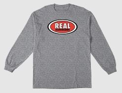 Real Skateboards Long Sleeve Tee Athletic Heather Grey/Red