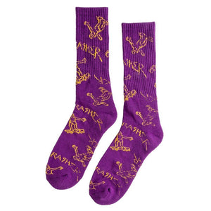 Thrasher Socks Gonz Logo Pattern Purple/Gold
