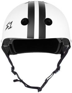 S-One Helmet Lifer White w/ Black Stripes