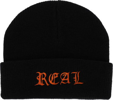 Real Skateboards Script Cuff Beanie Black/Orange