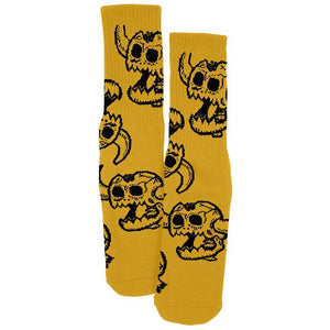 Toy Machine Socks Monster Skull Mustard