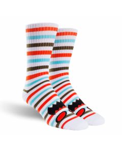 Toy Machine Socks Monster Face Mini Stripes Coral