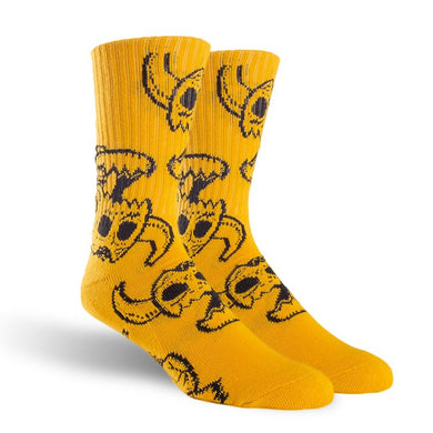 Toy Machine Socks Monster Skull Mustard