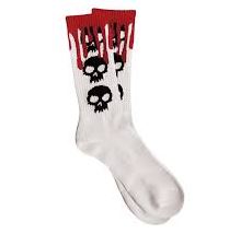 Zero Socks Skull Blood White